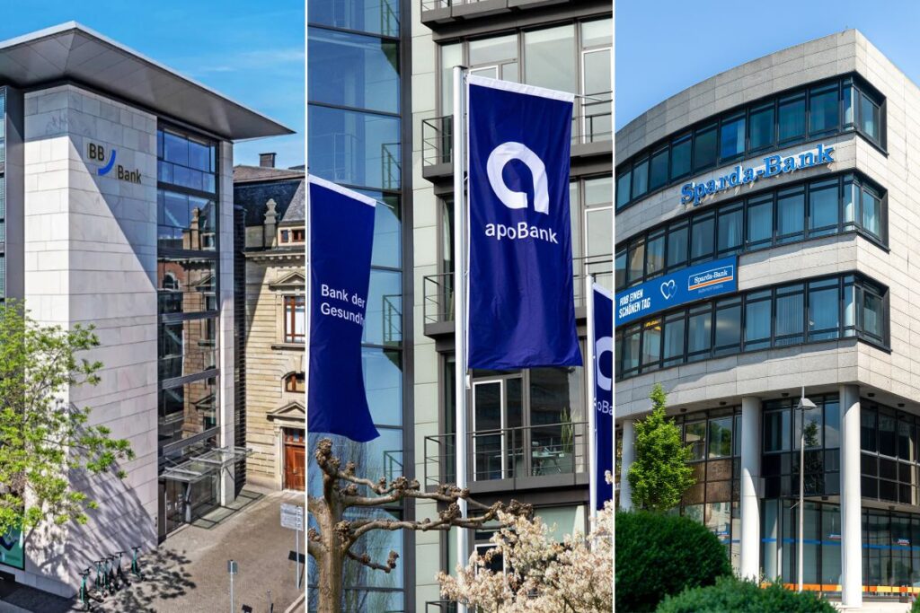Collage, Fotos: BBBank, Apobank, Sparda Baden-Württemberg